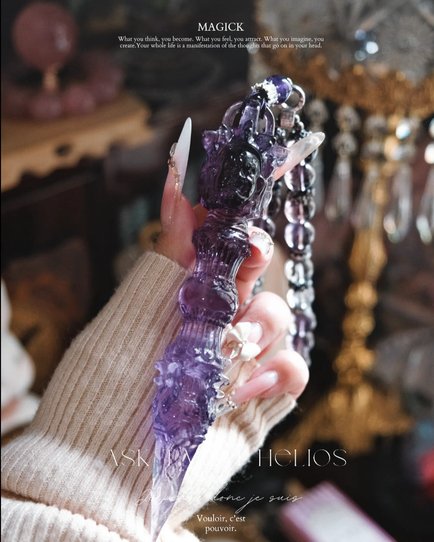 《𝐆𝐋𝐀𝐌𝐎𝐔𝐑𝐒 ・紫水晶降魔杵》  破除一切障礙· 驅散邪祟 🪨🌳｜手持、掛件系列